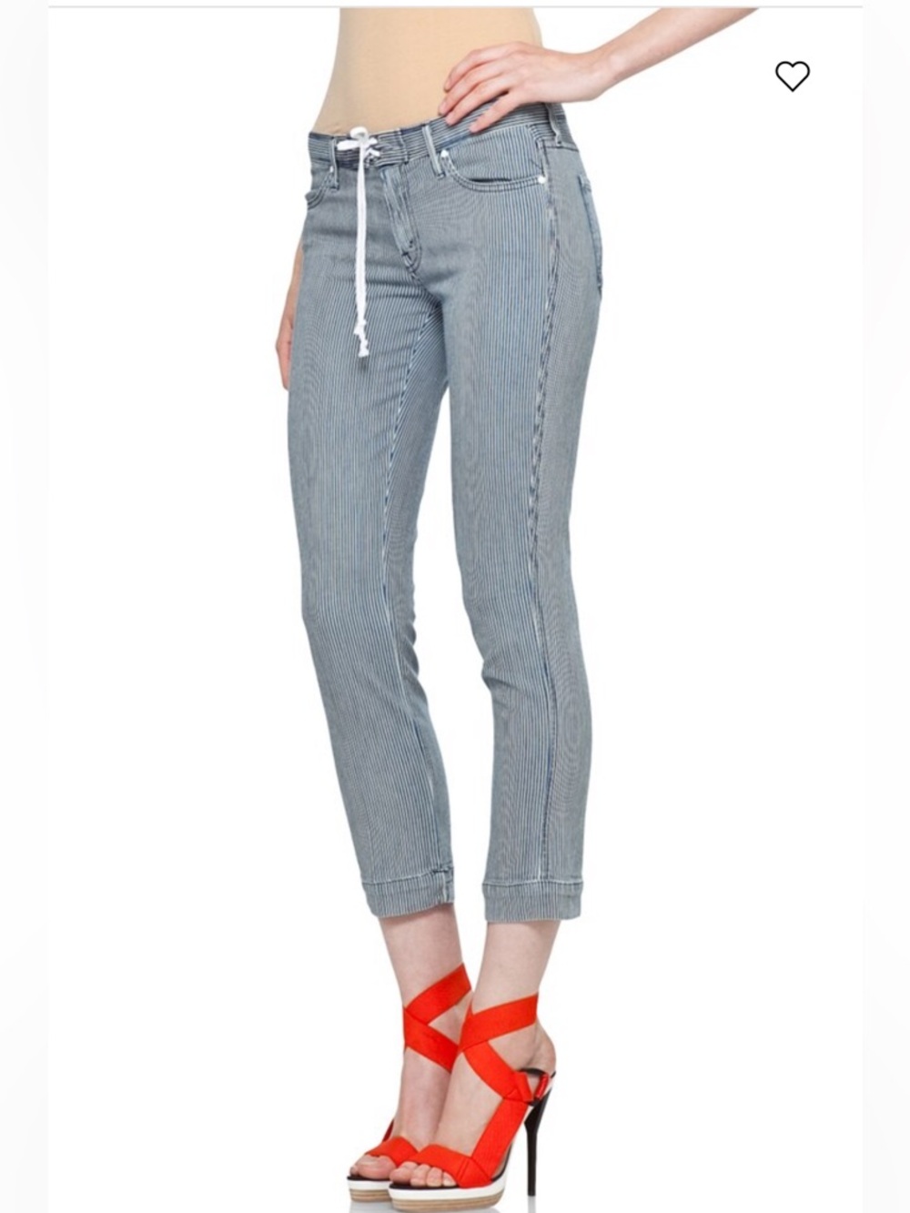 MOTHER Tie Me--Up Rascal Pinstripe Cropped Jeans - Picture 4 of 16